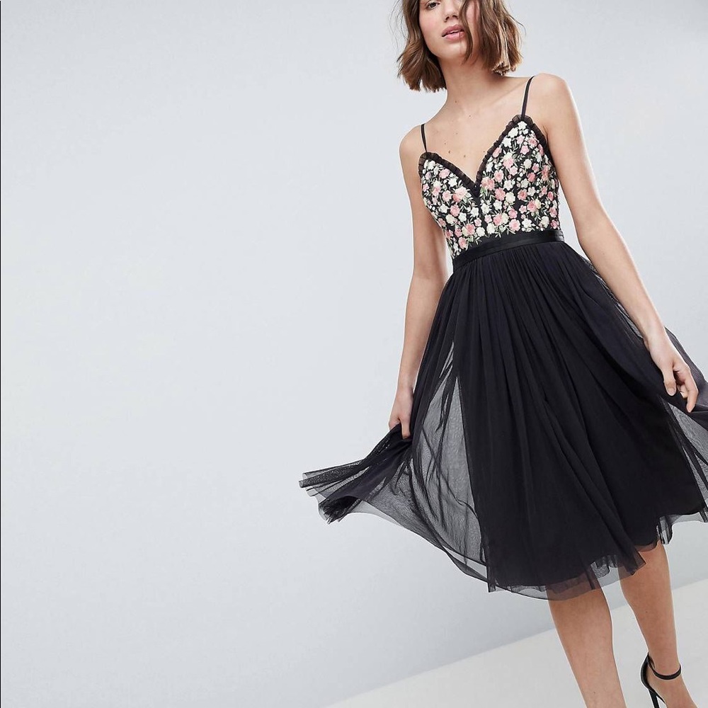 Needle&thread embroidered tulle midi dress sz 6